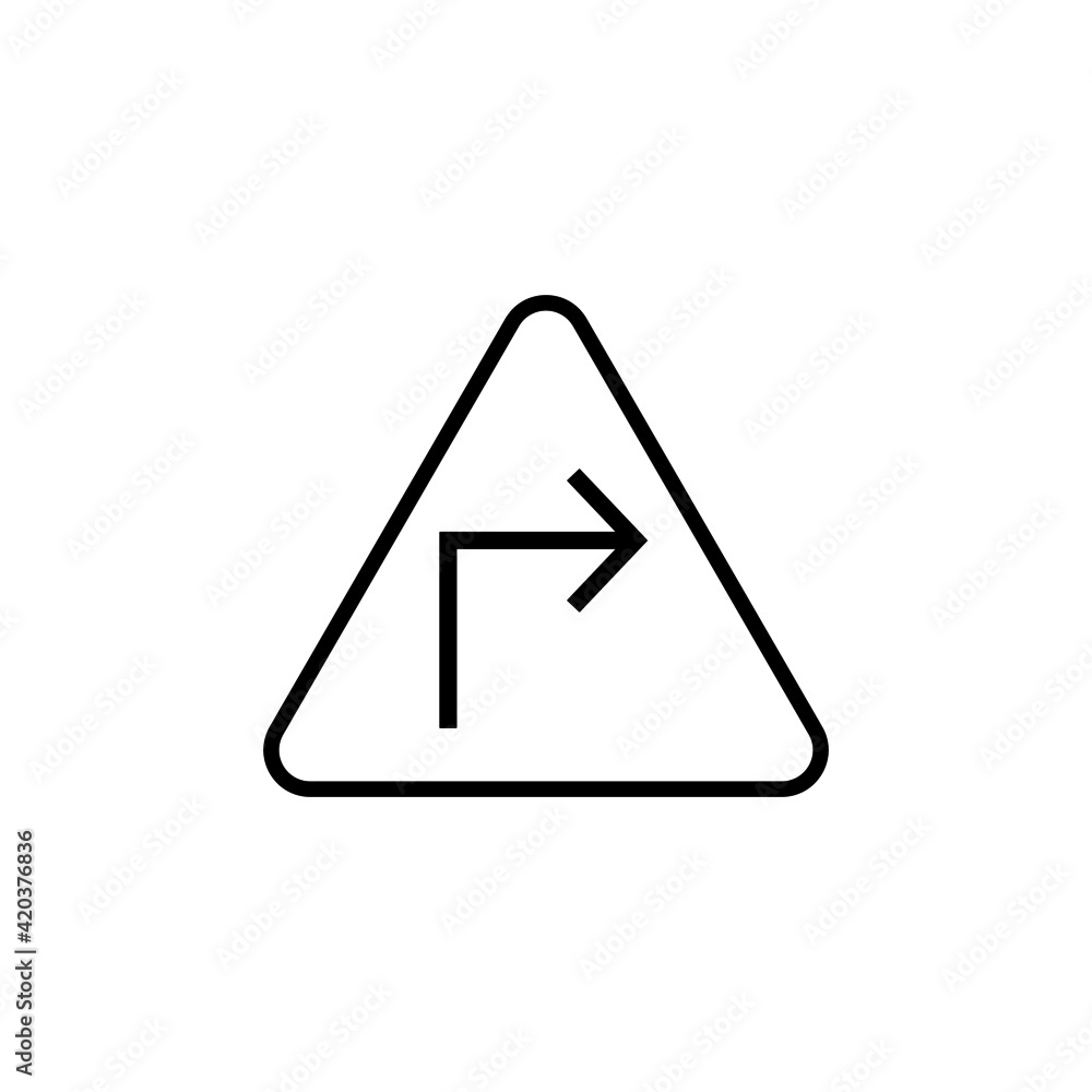 Turn Right Traffic Road Signicon, isolated on white background Turn Right Traffic Road Signicon, isolated on white background