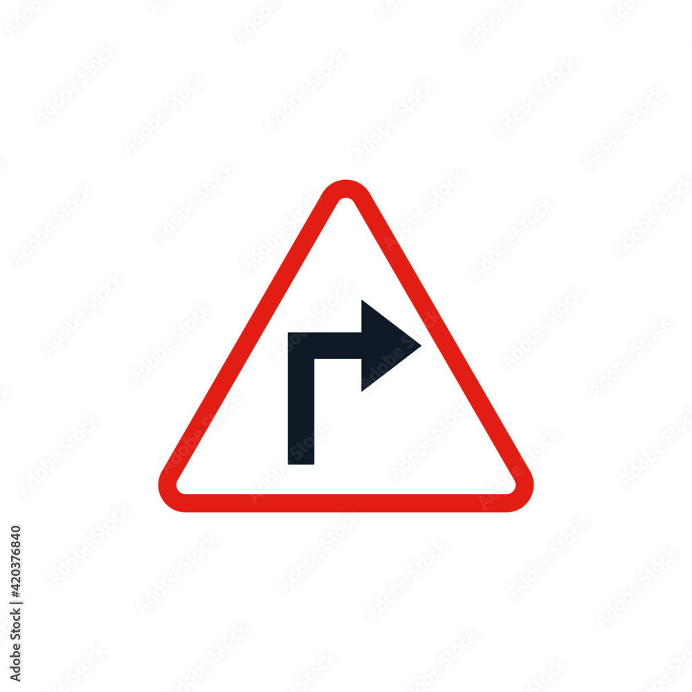 Turn Right Traffic Road Signicon, isolated on white background Turn Right Traffic Road Signicon, isolated on white background