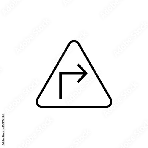 Free Download Turn Right Traffic Road Signicon, isolated on white background - GFXLoad