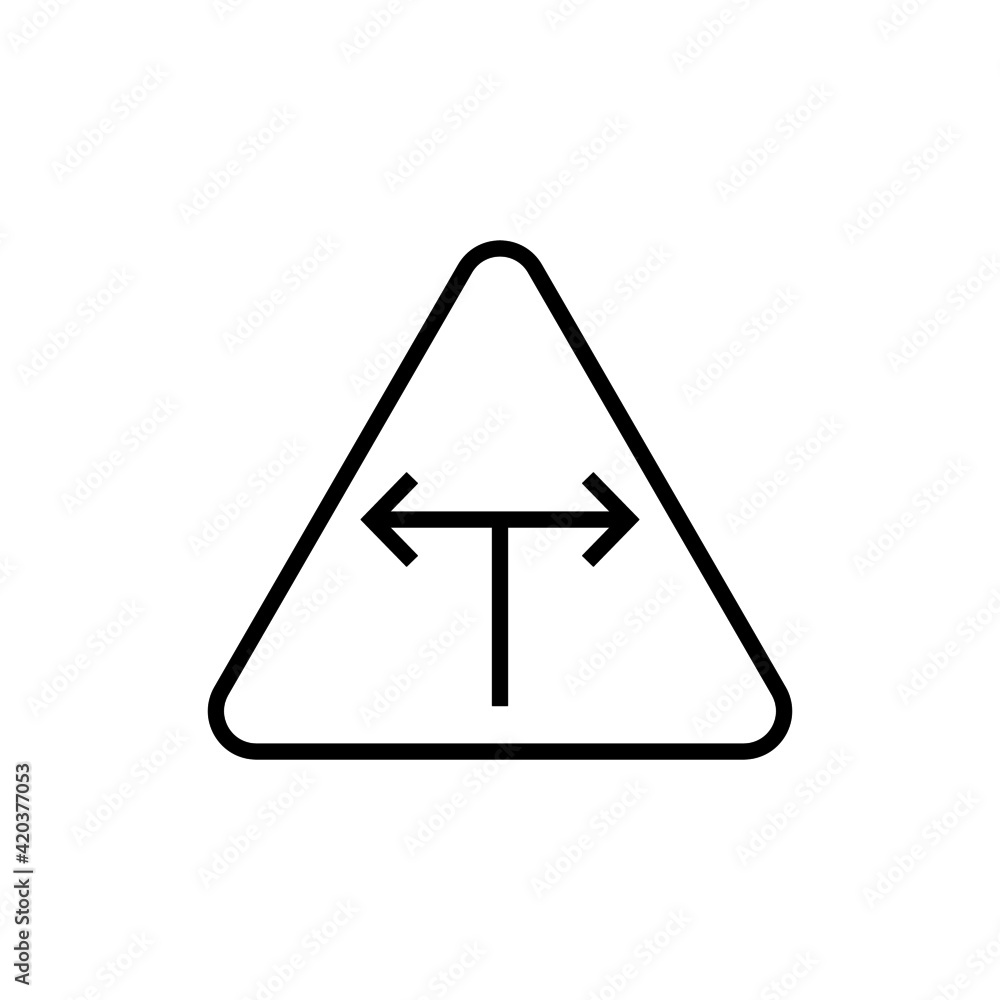 T intersection Traffic Sign, T-intersection road sign Vector icon, isolated on white background T intersection Traffic Sign, T-intersection road sign Vector icon, isolated on white background