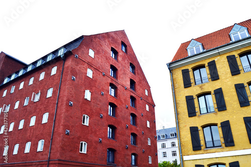 Old historical buildings on the embankment of Copenhagen, Denmark