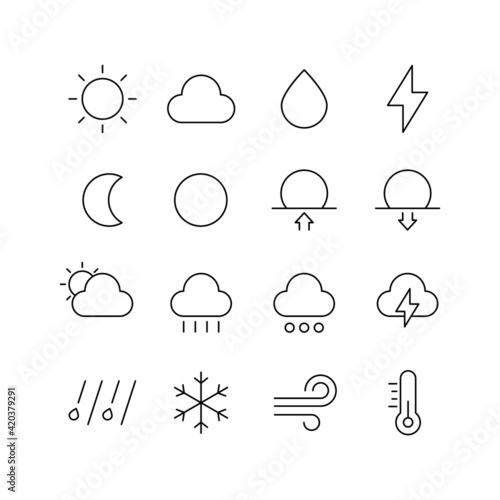 Weather, meteorology icon illustrations set.