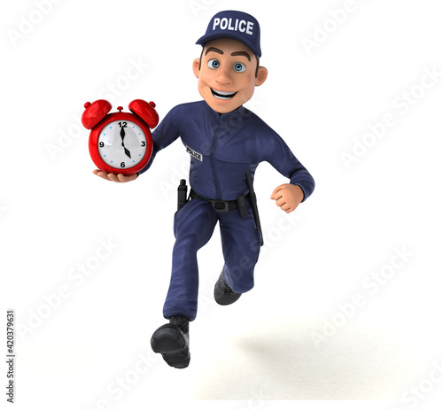 Fotografie Fun 3D illustration of a cartoon Police Officer