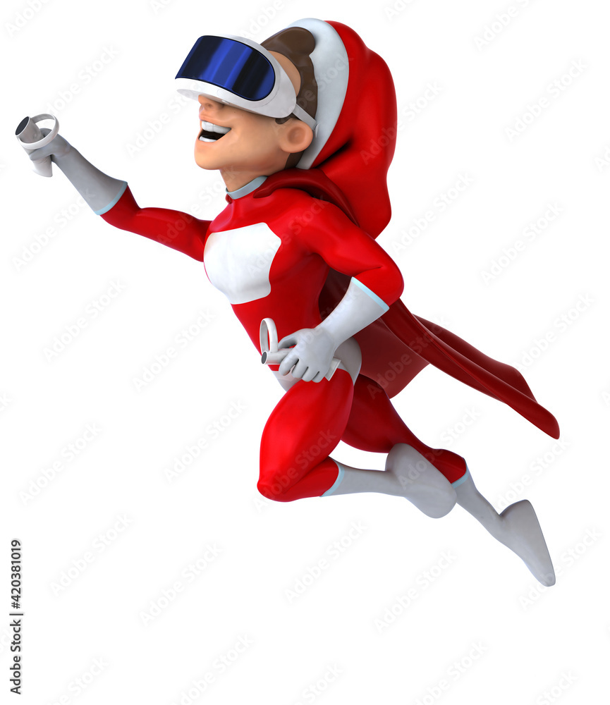 Fun 3D Illustration of a super Santa Claus with a VR Helmet Fun 3D Illustration of a super Santa Claus with a VR Helmet