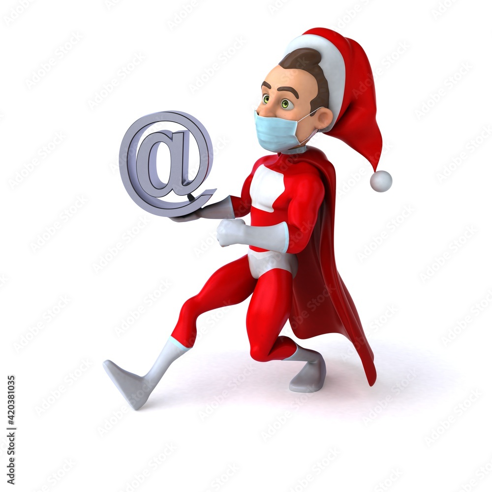 Fun 3D illustration of a cartoon Santa Claus with a mask Fun 3D illustration of a cartoon Santa Claus with a mask