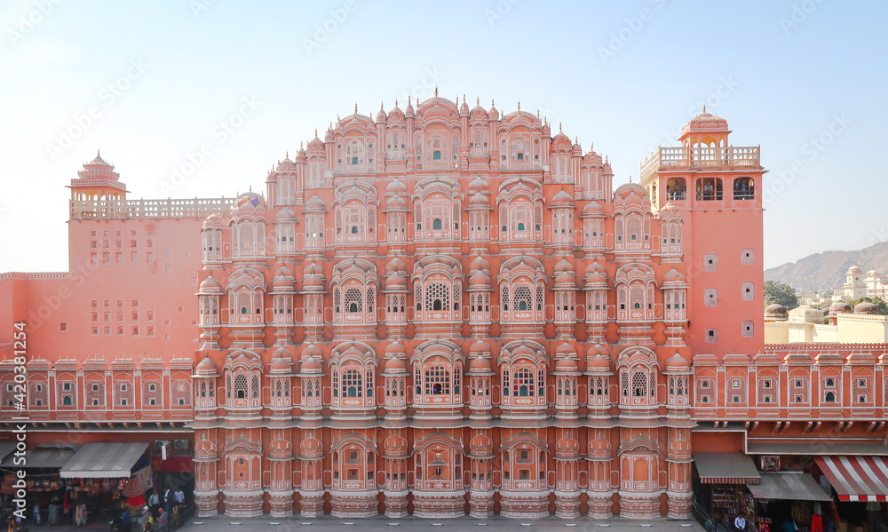 Hawa Mahal, the Palace of Winds, Jaipur pink city in Rajasthan, India
