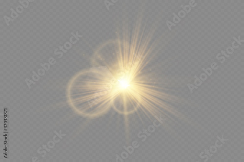 Light flare special effect with rays of light. Glow transparent vector light effect  