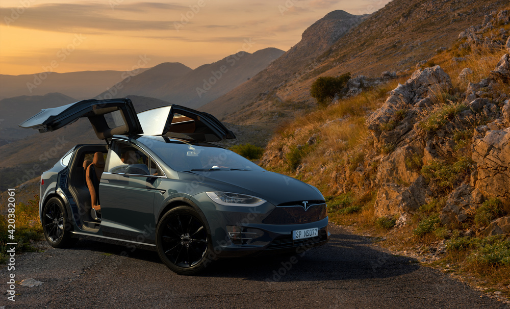 Tesla Model X electric SUV from the USA Stock Photo Adobe Stock