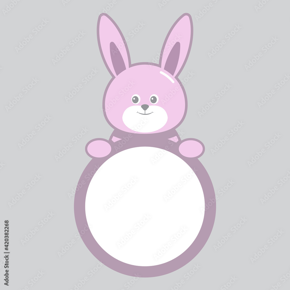 Obraz premium Cute rabbit cartoon with board blank sign