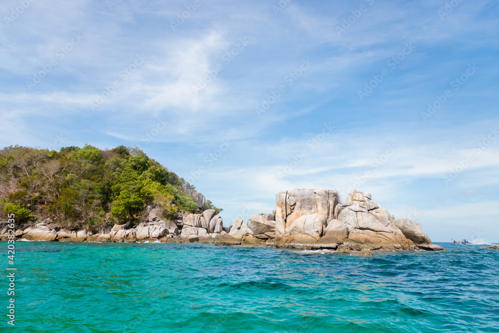 Breathtaking natural scenery, Koh Lipe And big rocks On the clear blue water Phuket travel trips Summer vacation trips in Thailand Asian attractions