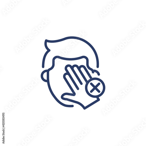 Avoid Face Rubbing icon in vector. Logotype