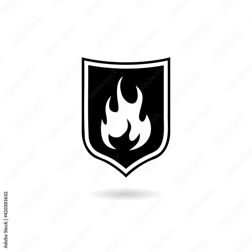 Obraz premium Fire Shield logo with shadow