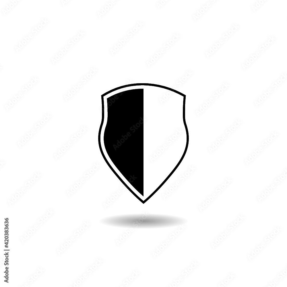 Simple shield icon with shadow Simple shield icon with shadow