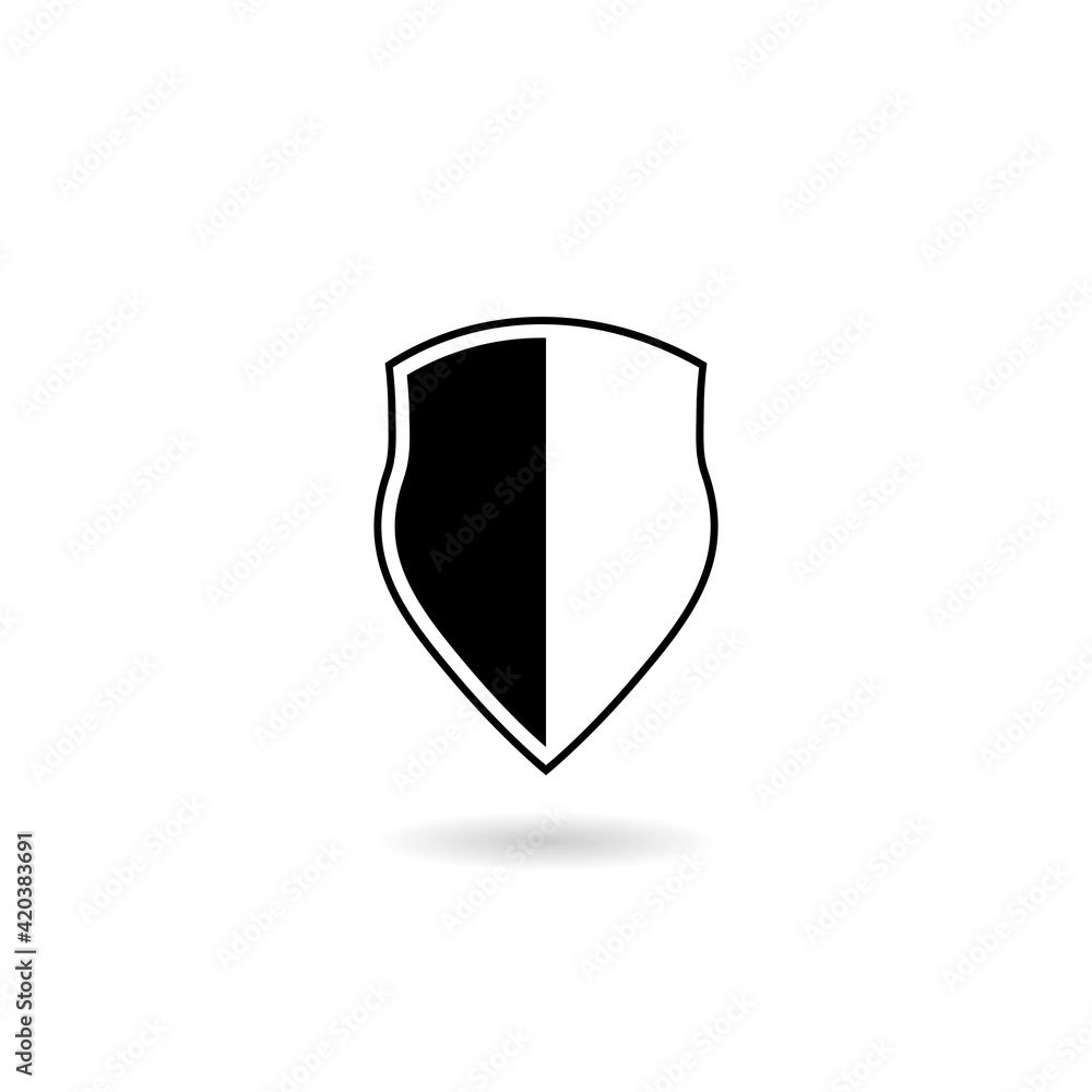 Simple shield icon with shadow Simple shield icon with shadow