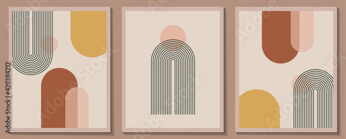 Trendy contemporary set of abstract geometric minimalist composition