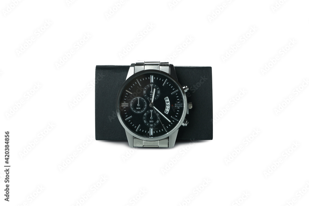 Male wrist watch isolated on white background