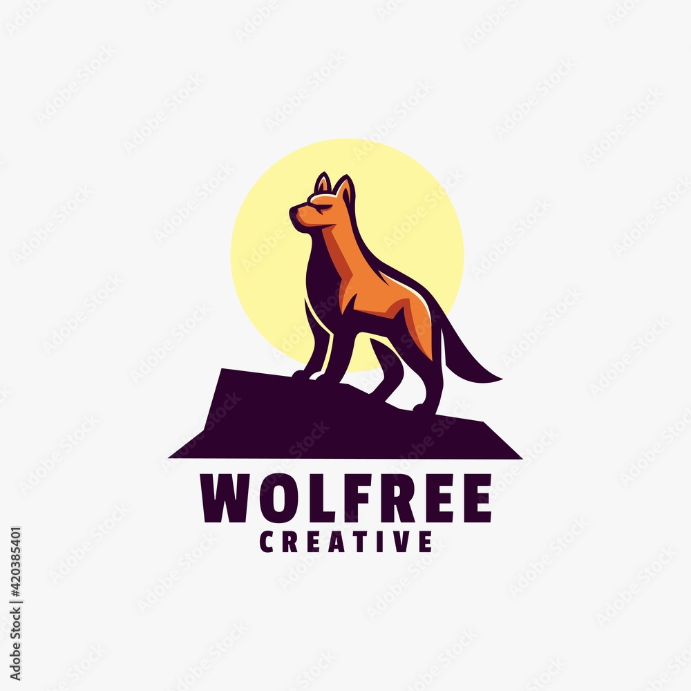 Vector Logo Illustration Wolf Simple Mascot Style. Vector Logo Illustration Wolf Simple Mascot Style.