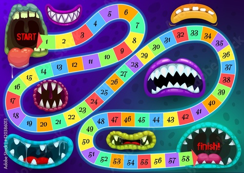 Kids board game step boardgame with monster mouths