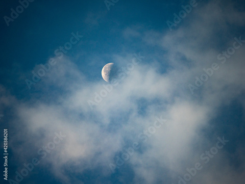 Moon behind some clouds photo