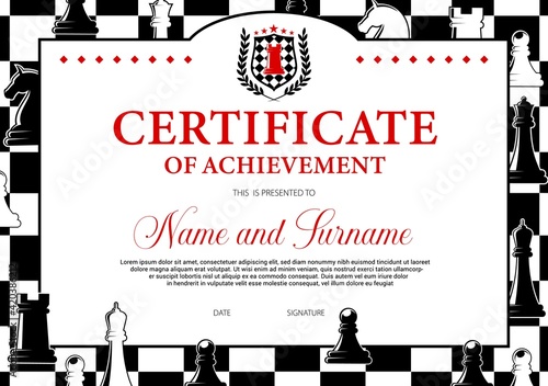 Certificate of achievement in chess tournament