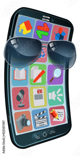 Mobile Phone Cool Shades Cartoon Mascot