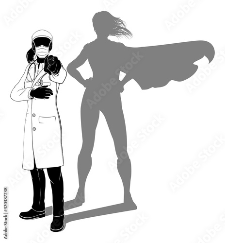 Doctor PPE Mask Silhouette Super Hero Shadow
