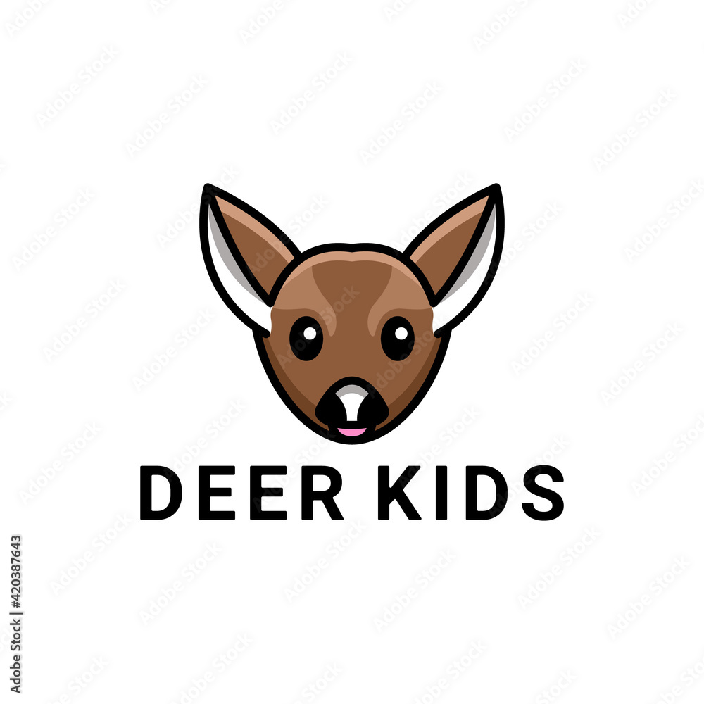 Simple Mascot Vector Logo Design of mouse deer kids