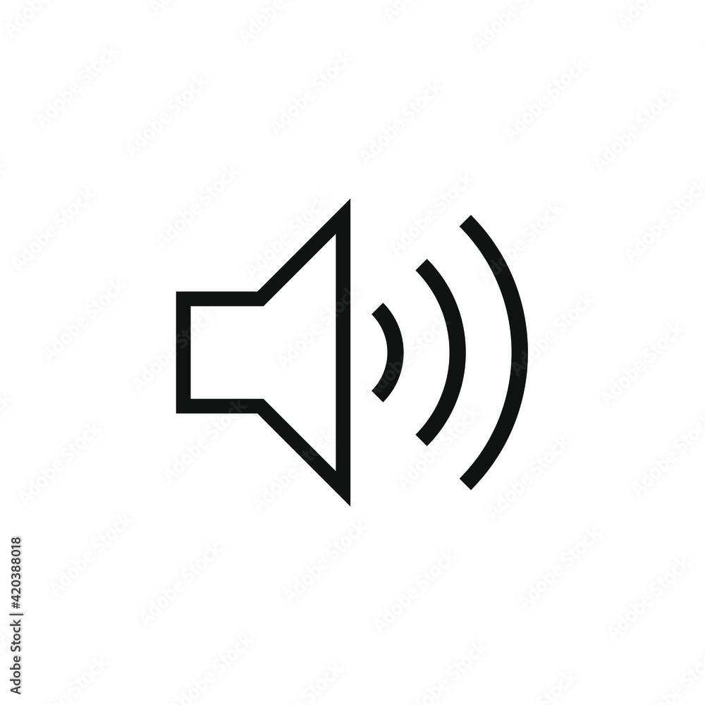 Speaker audio icon set. Volume voice control on off mute symbol. Flat application interface sound sign button. Vector illustration image. Isolated on white background.