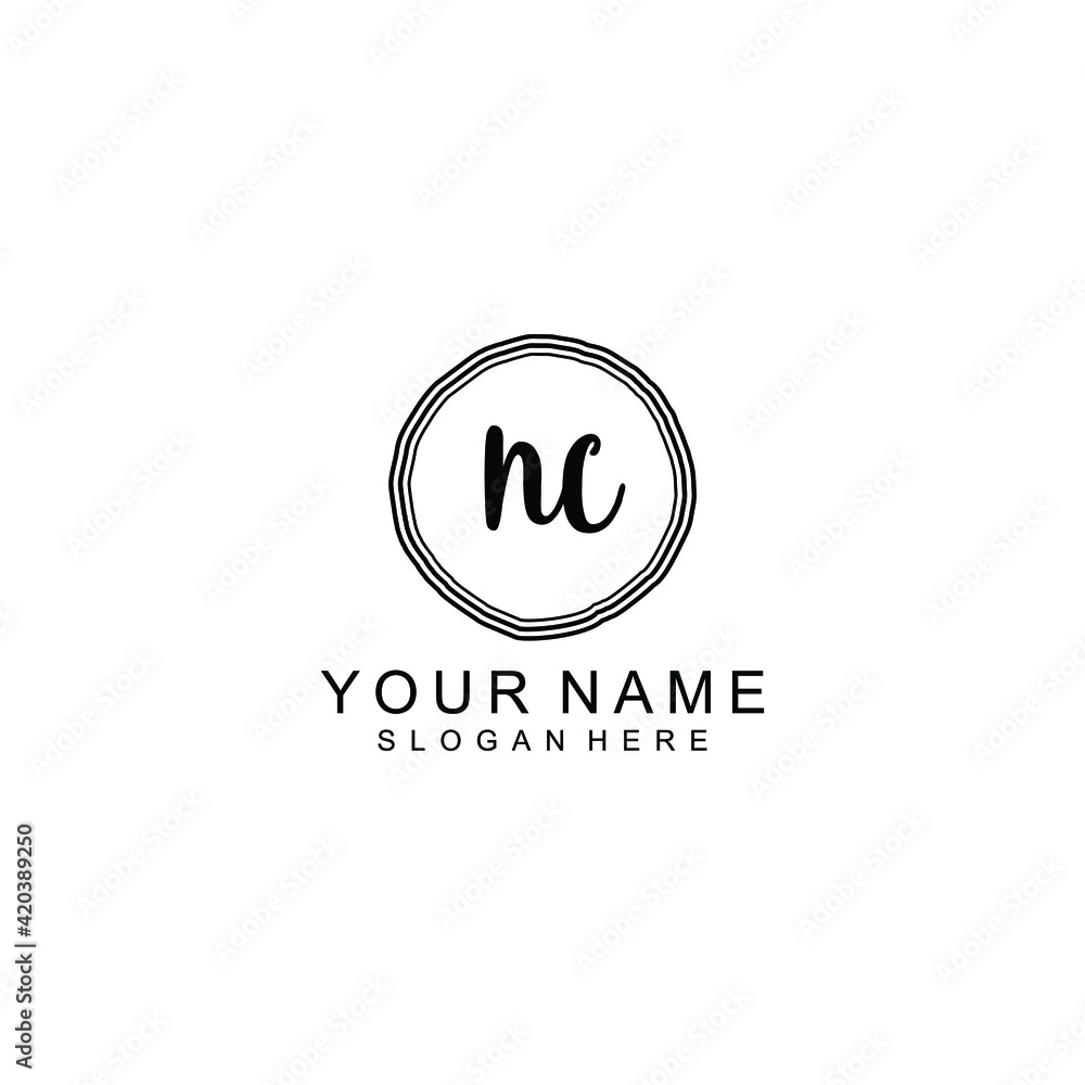 NC beautiful Initial handwriting logo template NC beautiful Initial handwriting logo template
