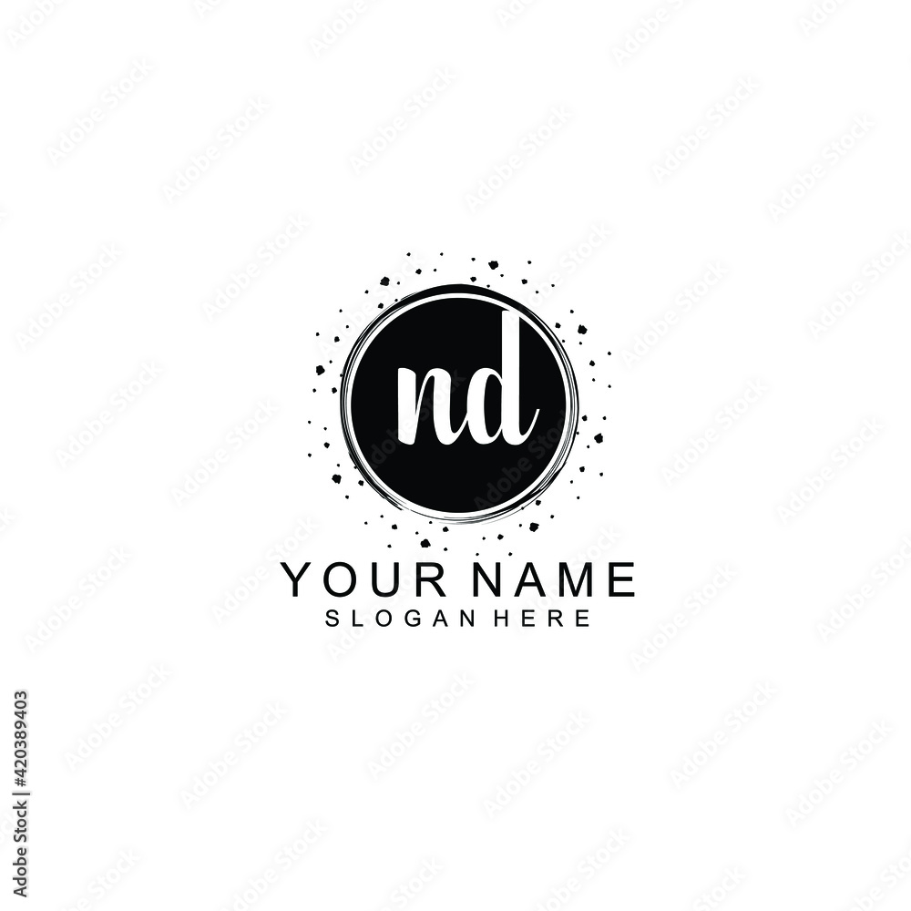 ND beautiful Initial handwriting logo template ND beautiful Initial handwriting logo template