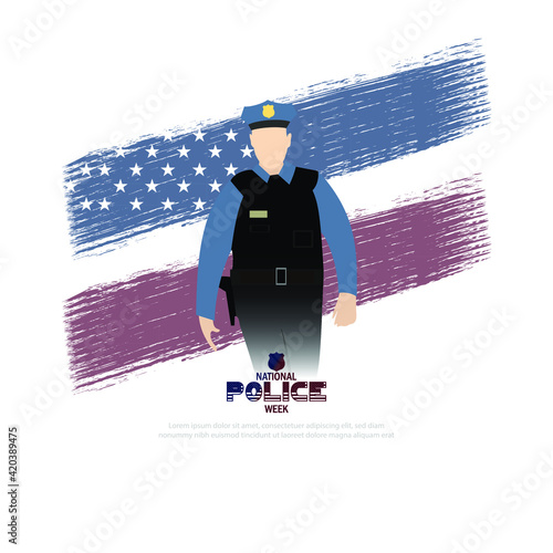 National Police Week in May. Celebrated annual in United States. In honor of the police hero. USA text design vector illustration.