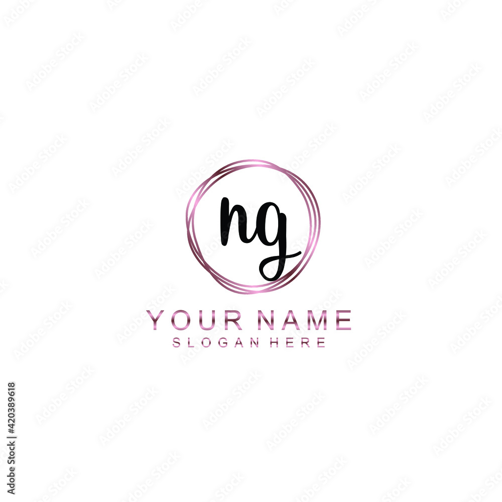 NG beautiful Initial handwriting logo template NG beautiful Initial handwriting logo template