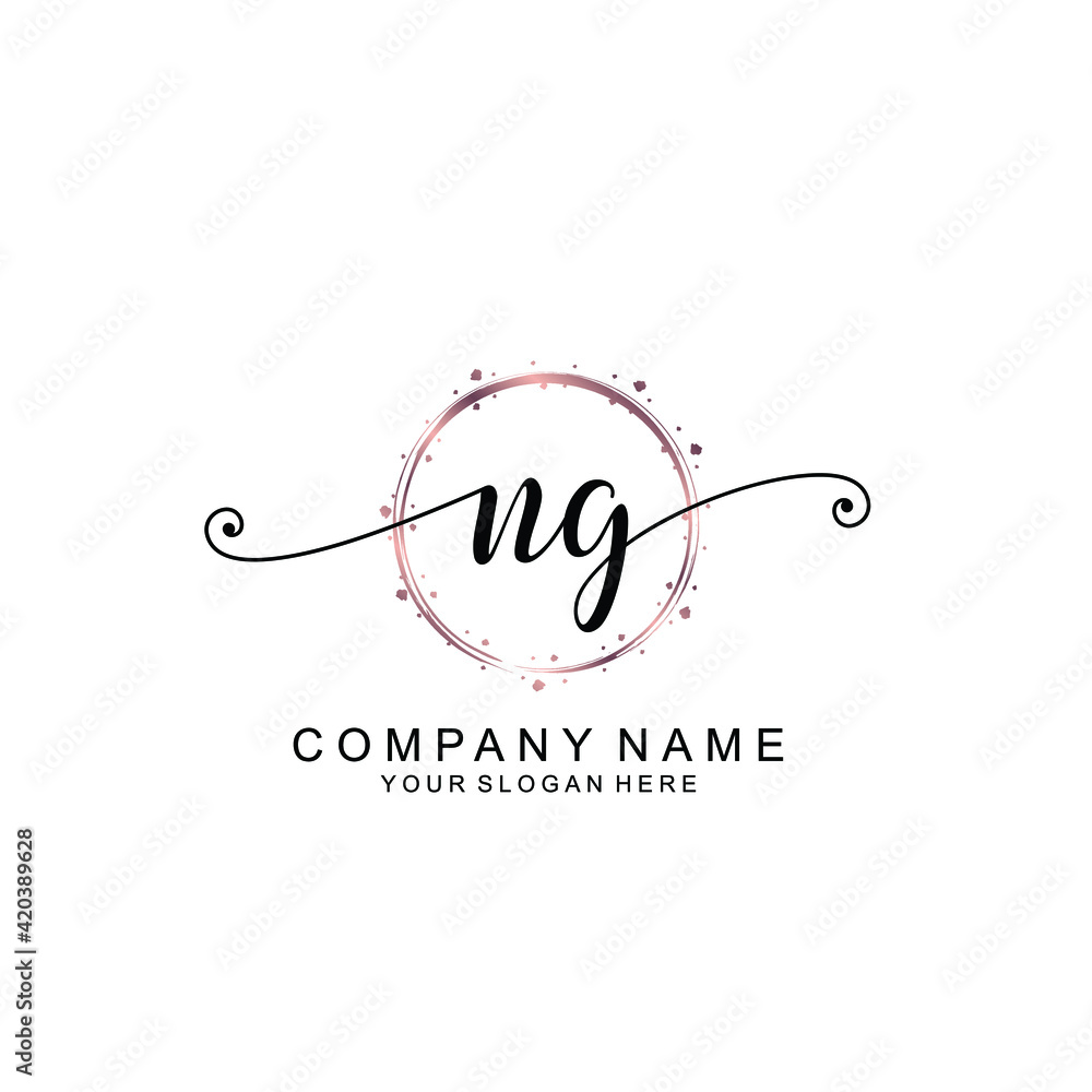 NG beautiful Initial handwriting logo template NG beautiful Initial handwriting logo template