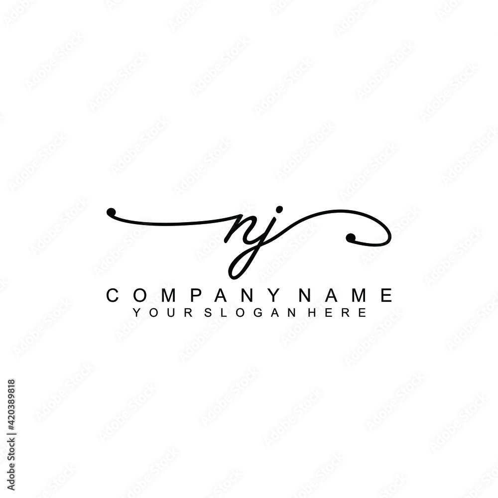 NJ beautiful Initial handwriting logo template NJ beautiful Initial handwriting logo template