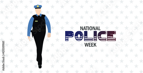 National Police Week in May. Celebrated annual in United States. In honor of the police hero. USA text design vector illustration.