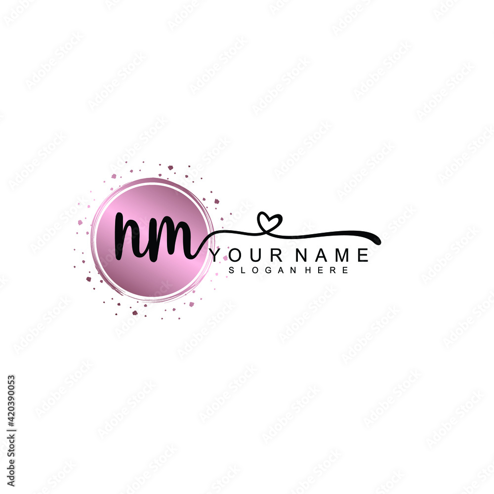 NM beautiful Initial handwriting logo template
