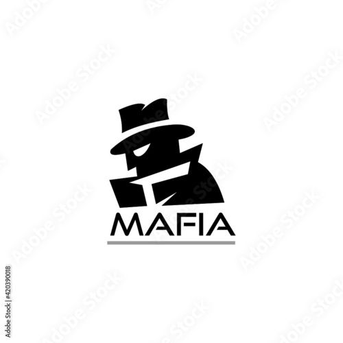 black silhouette of simple mafia logo, nice icon of mafia vector illustrations