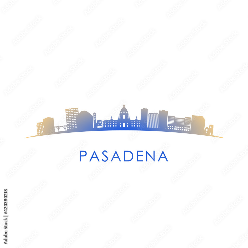 Pasadena skyline silhouette. Vector design colorful illustration.
