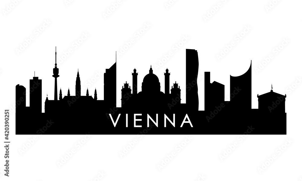 Vienna skyline silhouette. Black Vienna city design isolated on white background.