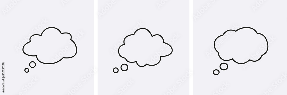 Bubble think Icons set. Cloud line balloon. Bubble think Icons set. Cloud line balloon.