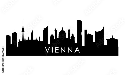 Vienna skyline silhouette. Black Vienna city design isolated on white background.