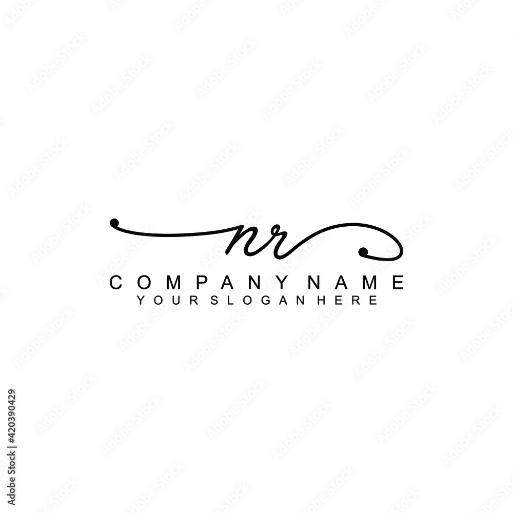 NR beautiful Initial handwriting logo template NR beautiful Initial handwriting logo template