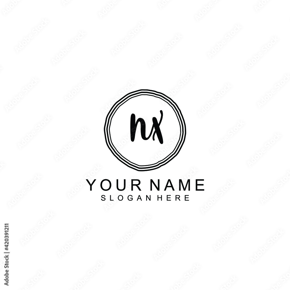 NX beautiful Initial handwriting logo template NX beautiful Initial handwriting logo template
