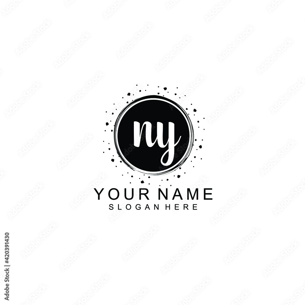 NY beautiful Initial handwriting logo template NY beautiful Initial handwriting logo template