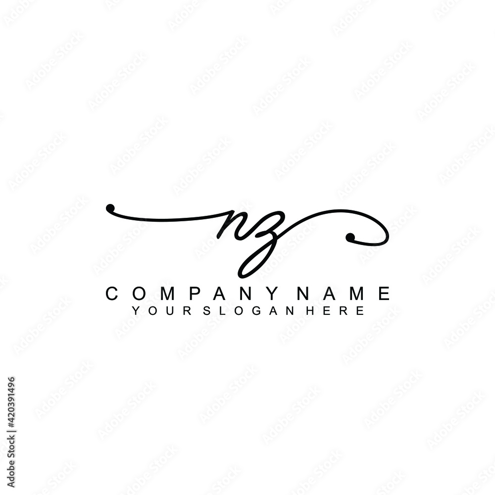 NZ beautiful Initial handwriting logo template NZ beautiful Initial handwriting logo template
