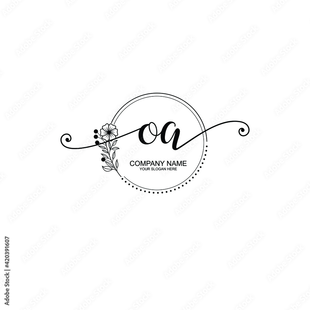 OA beautiful Initial handwriting logo template OA beautiful Initial handwriting logo template