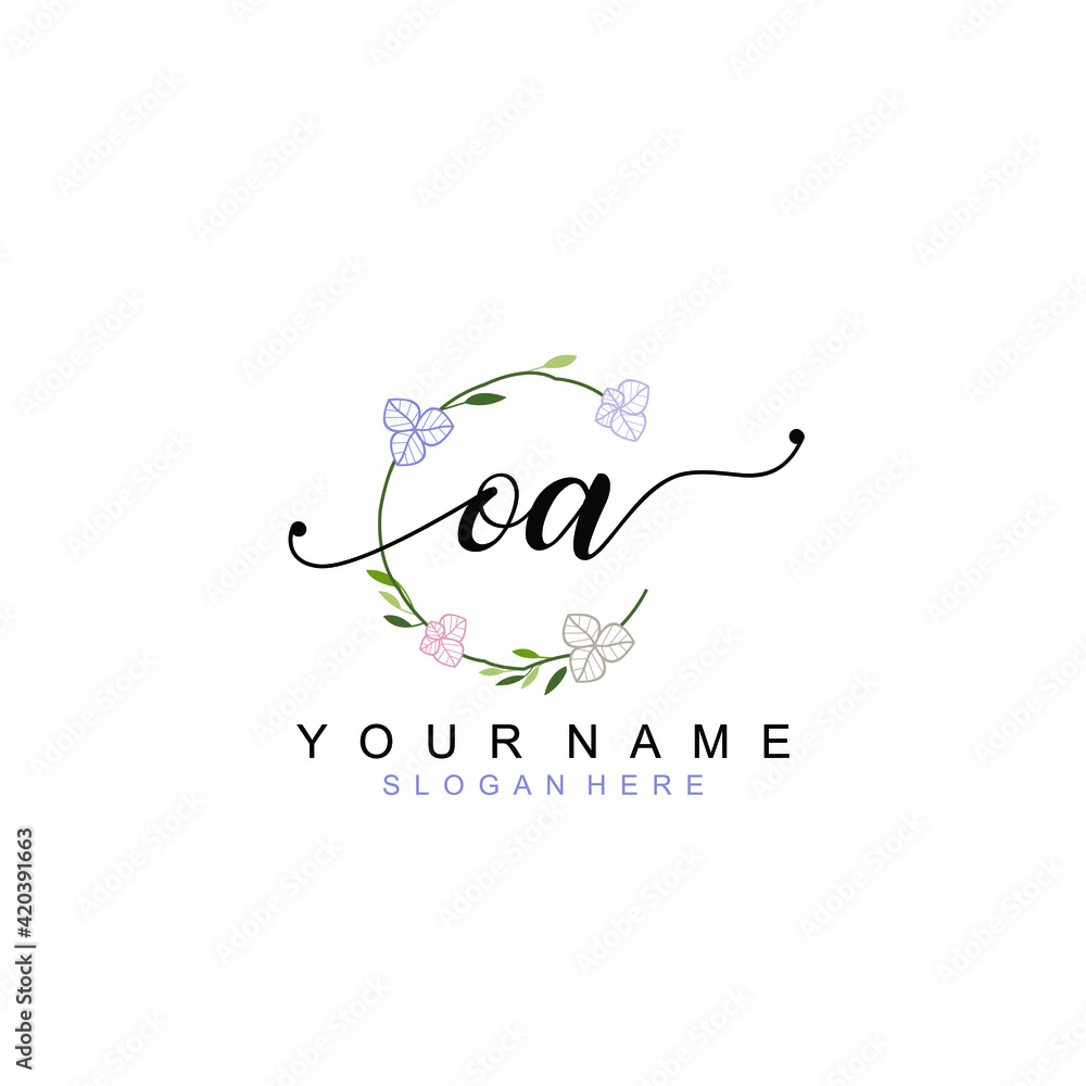 OA beautiful Initial handwriting logo template OA beautiful Initial handwriting logo template