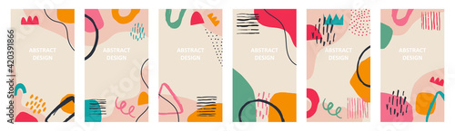 Social media backgrounds stories with abstract geometric shapes