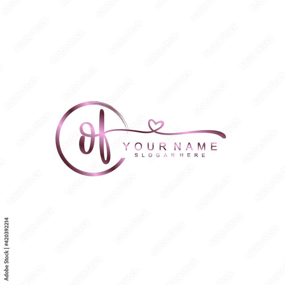 OF beautiful Initial handwriting logo template