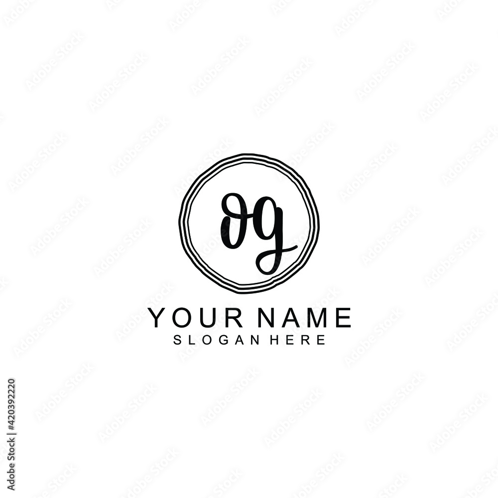 OG beautiful Initial handwriting logo template OG beautiful Initial handwriting logo template